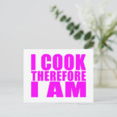 Funny Quote Chefs : Ik cook dus ik ben Briefkaart (Staand voorkant)