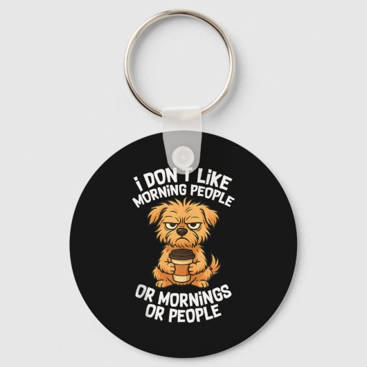 Funny Quote Coffee Sleepy Cute Dog Puppy Lover Gif Sleutelhanger (Voorkant)
