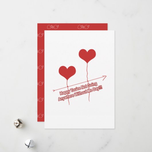 Funny Quote en Heart Shaped Balloons Holiday Car Feestdagenkaart (Voorkant / Achterkant in situ)