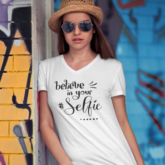 Funny Quote gelooft in je Selfie Black Script Trui