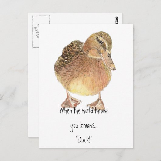 Funny Quote, het leven werpt Lemon, Duck, Humor Briefkaart (Voorkant / Achterkant)