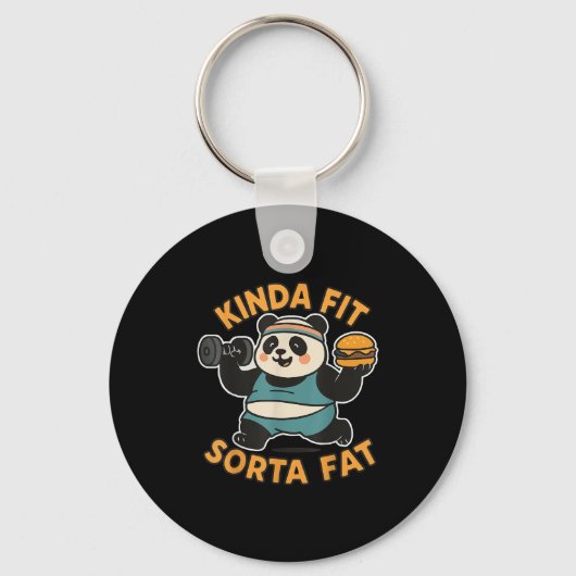 Funny Quote Kinda Fit Sorta Fat Cool Gym Cute Pand Sleutelhanger (Voorkant)