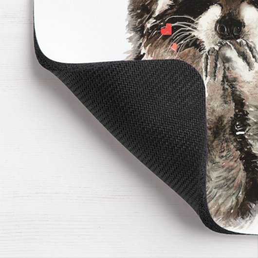 Funny Quote Kiss de Cook Cute Raccoons, Animal Mo Muismat (Hoek)