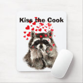 Funny Quote Kiss de Cook Cute Raccoons, Animal Mo Muismat (Met muis)