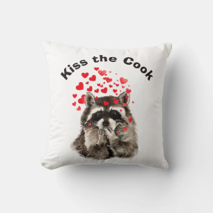 Funny Quote Kus the Cook Cute Raccoons, Animal Kussen