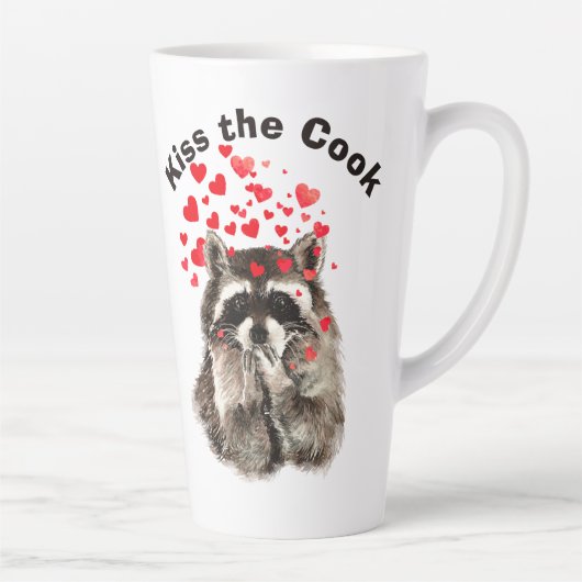 Funny Quote Kus the Cook Cute Raccoons, Animal M Latte Mok (Rechts)