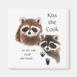 Funny Quote Kus the Cook Cute Raccoons, Animal Magneet