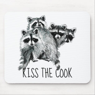 Funny Quote Kus the Cook Cute Raccoons, Animal Muismat