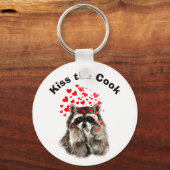 Funny Quote Kus the Cook Cute Raccoons, Animal Sleutelhanger (Voorkant)