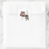 Funny Quote Kus the Cook Cute Raccoons, Animal Vierkante Sticker (Tas)