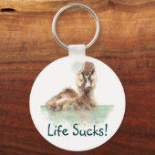 Funny Quote, Life Sucks, Angry Duck, Bird Mok Sleutelhanger (Voorkant)