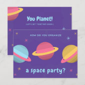 Funny Quote - Paarse planetenpartij Briefkaart (Voorkant / Achterkant)