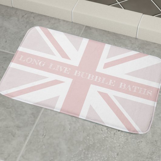 Funny Quote Pink Union Jack Flag Bath Mat