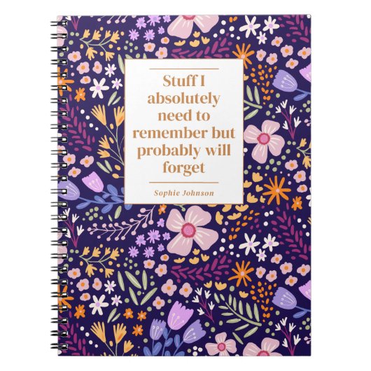 Funny Quote Remember To Do Floral Personalized Notitieboek (Voorkant)