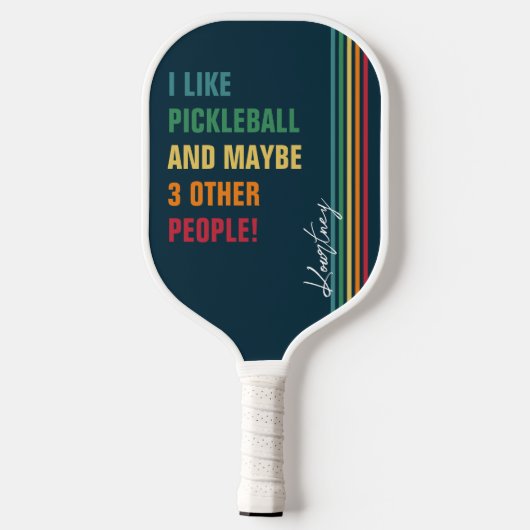Funny Quote Retro Rainbow Stripe Script Name Pickleball Paddle (Achterkant)