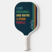 Funny Quote Retro Rainbow Stripe Script Name Pickleball Paddle (Voorkant)