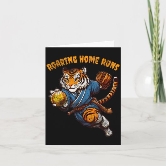 Funny Quote Roaring Home Run Ball Retro Tiger Love Kaart (Voorkant)