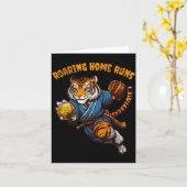 Funny Quote Roaring Home Run Ball Retro Tiger Love Kaart (Gele Bloem)