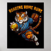 Funny Quote Roaring Home Run Ball Retro Tiger Love Poster (Voorkant)