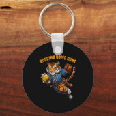 Funny Quote Roaring Home Run Ball Retro Tiger Love Sleutelhanger (Voorkant)