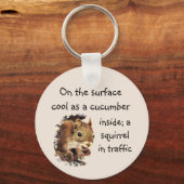 Funny Quote Surface Cool Inside Squirrel Sleutelha Sleutelhanger (Voorkant)