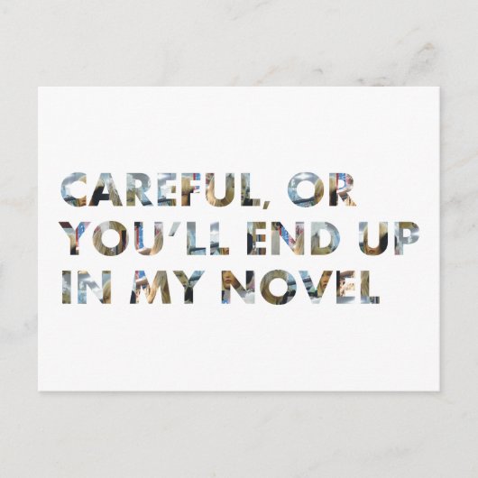 Funny Quote Voorzichtig, of eindig in roman (w gez Briefkaart (Voorkant)