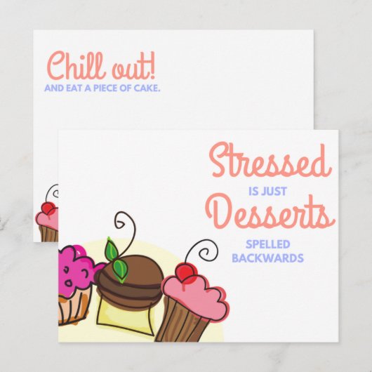 Funny Quote White Illustrated Desserts Briefkaart (Voorkant / Achterkant)