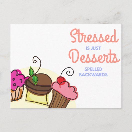 Funny Quote White Illustrated Desserts Briefkaart (Voorkant)