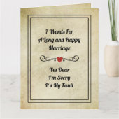Funny Quotes 7 Words for a Long Marriage Kaart (Voorkant)
