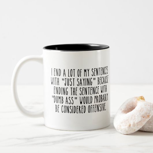 Funny Quotes-koffie Tweekleurige Koffiemok (Met donut)