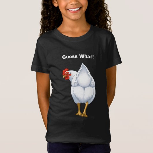 Funny Raad eens wat Chicken Butt White Hen T-shirt (Voorkant)