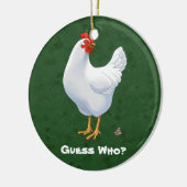 Funny Raad wie kip poo White Hen krijgt Keramisch Ornament (Links)