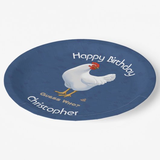 Funny Raad wie kip poo White Hen Papieren Bordje (Gekanteld)