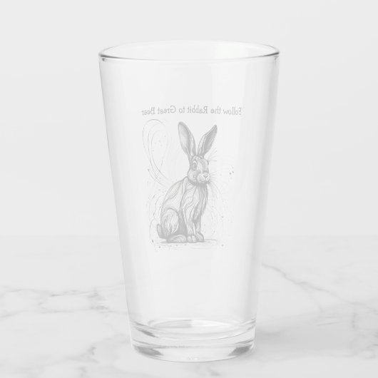 Funny Rabbit Black White Ink Gepersonaliseerd Glas (Achterkant)
