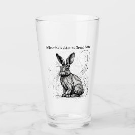 Funny Rabbit Black White Ink Gepersonaliseerd Glas