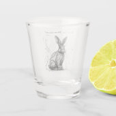 Funny Rabbit Black White Ink Gepersonaliseerd Shot Glas (Achterkant)