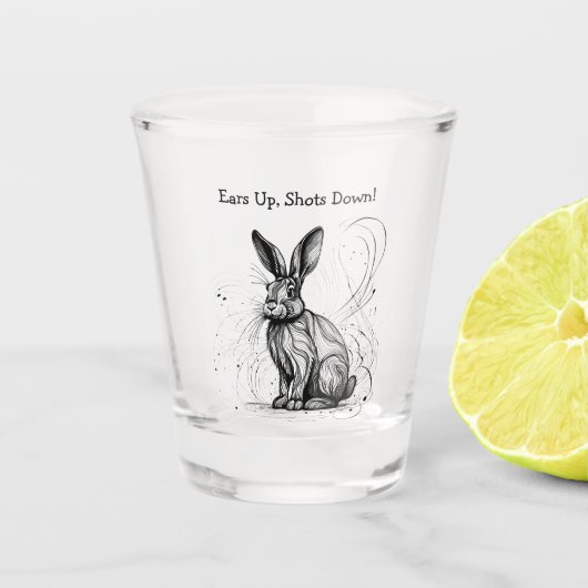 Funny Rabbit Black White Ink Gepersonaliseerd Shot Glas (Voorkant)