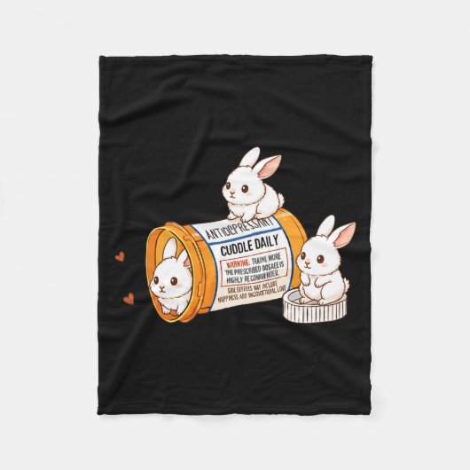 Funny Rabbit Bunny Anti Depressant Zoo Boys Girls Fleece Deken (Voorkant)