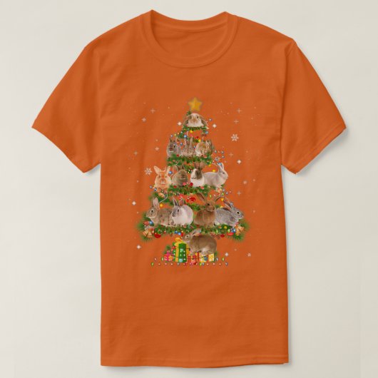Funny Rabbit Christmas Tree Loves Bunny Rabbit Xma T-shirt (Design voorkant)
