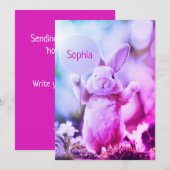 Funny Rabbit Eenvoudige Paarse Kaart (Voorkant / Achterkant)