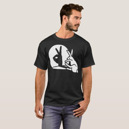 Funny Rabbit hand shadow projection bunny hare pop T-shirt (Voorkant volledig)
