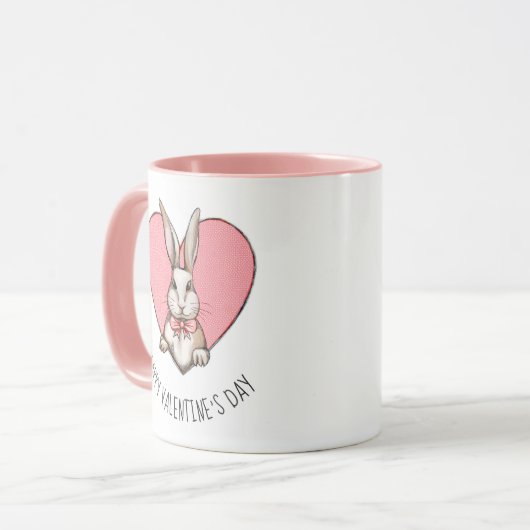 Funny  Rabbit Heart Custom Valentijnsdag Mok (Voorkant links)