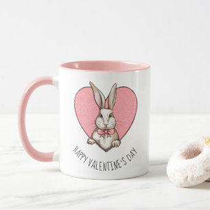 Funny  Rabbit Heart Custom Valentijnsdag Mok