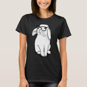 Funny Rabbit Hipster Bunny Geek Nerd Women Girls K T-shirt
