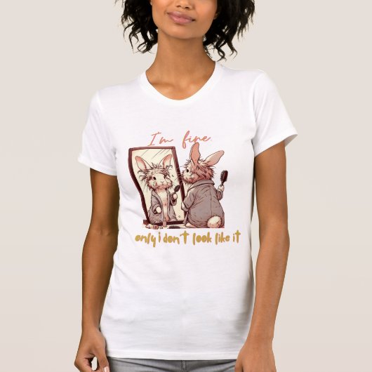 Funny rabbit in front of the mirror – Funny design T-shirt (Voorkant)
