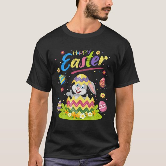 Funny Rabbit Lover Easter Cute Rabbit Happy Ea T-shirt (Voorkant)