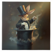 Funny Rabbit Magician Pulling Itself Out of Tophat Tegeltje (Voorkant)