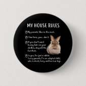 Funny Rabbit My House Regels Lionhead Bunny Ronde Button 5,7 Cm (Voorkant)
