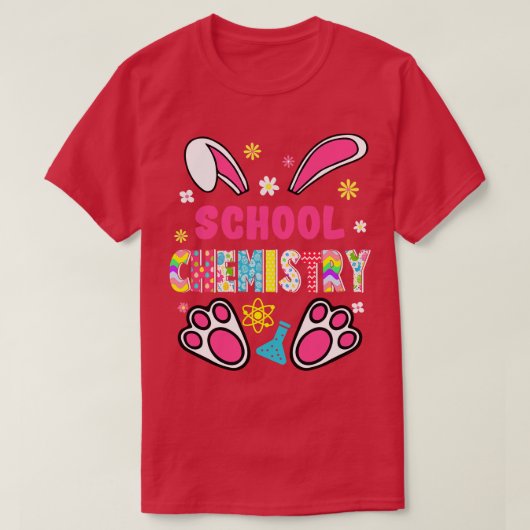 Funny Rabbit School Chemistry Easter Day Eggs Bunn T-shirt (Design voorkant)
