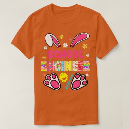 Funny Rabbit School Engineer Paasdag Eggs Bunny T-shirt (Design voorkant)